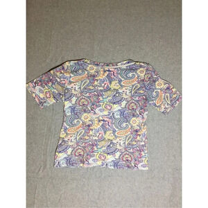 Womens Charter Club Shirt Size Small Paisley Print Multi Colored Wide Neckline